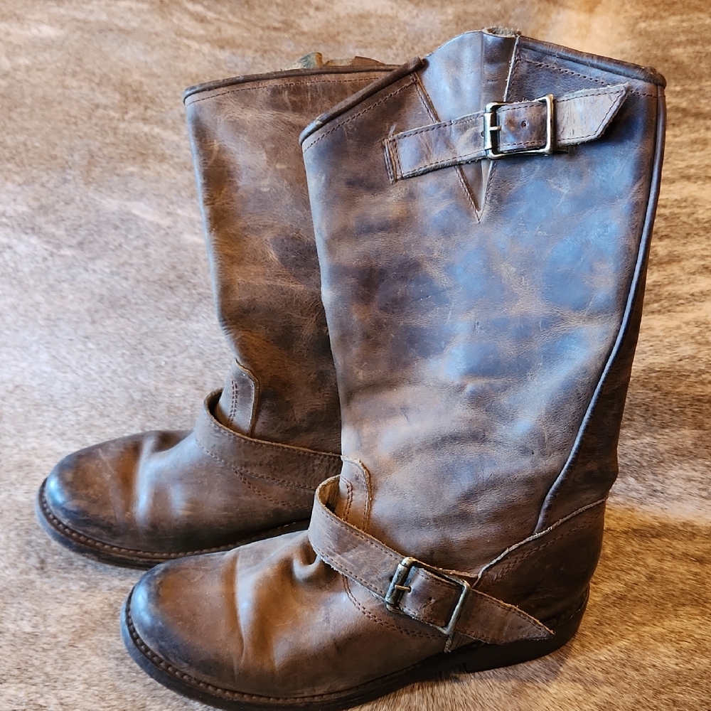 Freebird Distressed Leather Boots with Buckles